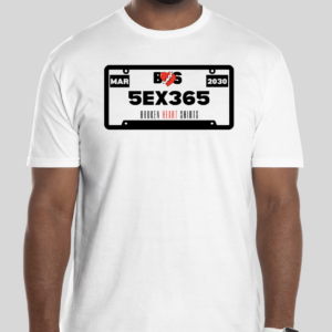 The 5ES365 t-shirt features an license plate design with a subtle and sexual undertone. The traditional BHS logo on the back.