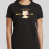 BHS Buzz Off t-shirt featuring a peaceful kitten under a halo wearing headphones.