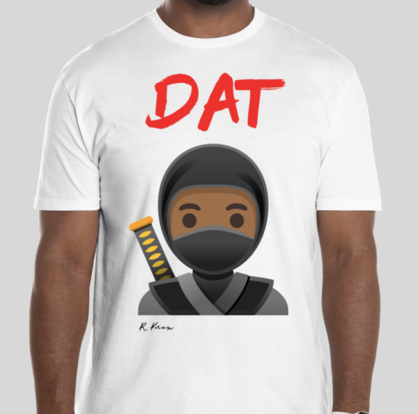 The Dat Ninja t-shirt features a ninja donning black apparel. The raw BHS logo has been applied to the back of the t-shirt.