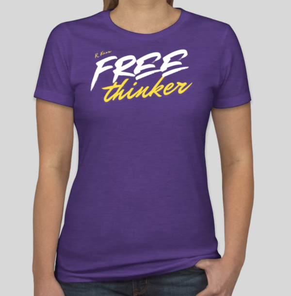 The Free Thinker t-shirt features a cool phrase outlined in sleek and cursive text. The slim BHS logo is applied to the back of the t-shirt.