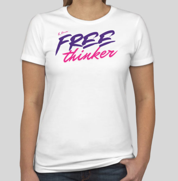 The Free Thinker t-shirt features a cool phrase outlined in sleek and cursive text. The slim BHS logo is applied to the back of the t-shirt.