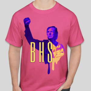 The American Strong t-shirt features an obscured image of an American with his hand raised. The classic BHS logo is applied to the back of the t-shirt.