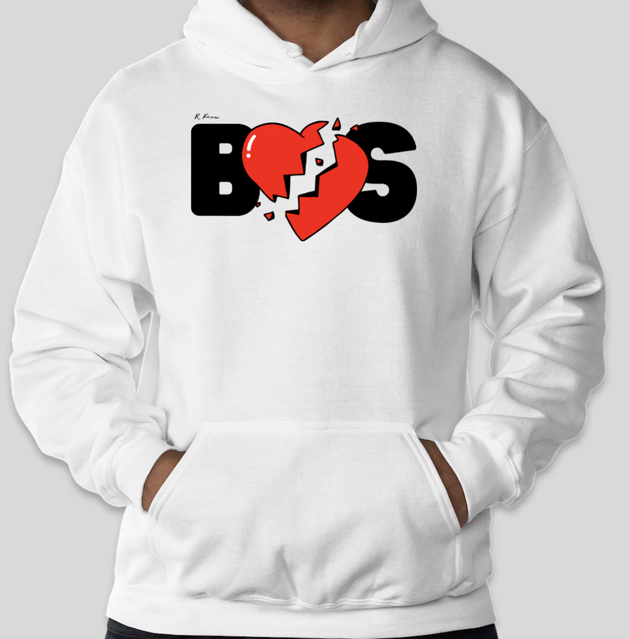 The BHS Ghost hoodie features the classic Broken Heart logo in the center of the hoodie. The classic BHS logo appears on the back of the hoodie.