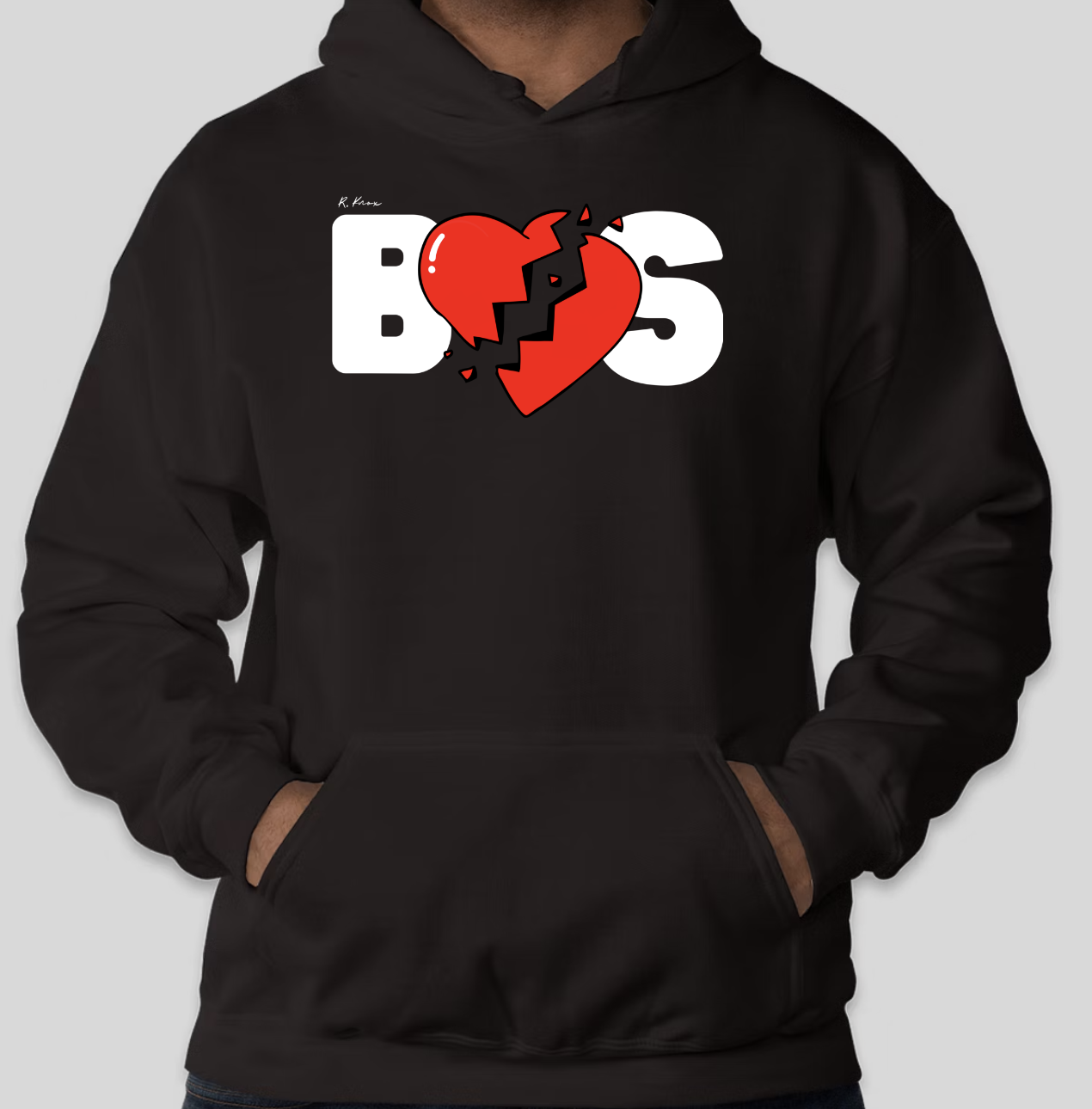 The BHS Black Ghost hoodie features the classic Broken Heart logo in the center of the hoodie. The classic BHS logo appears on the back of the hoodie.